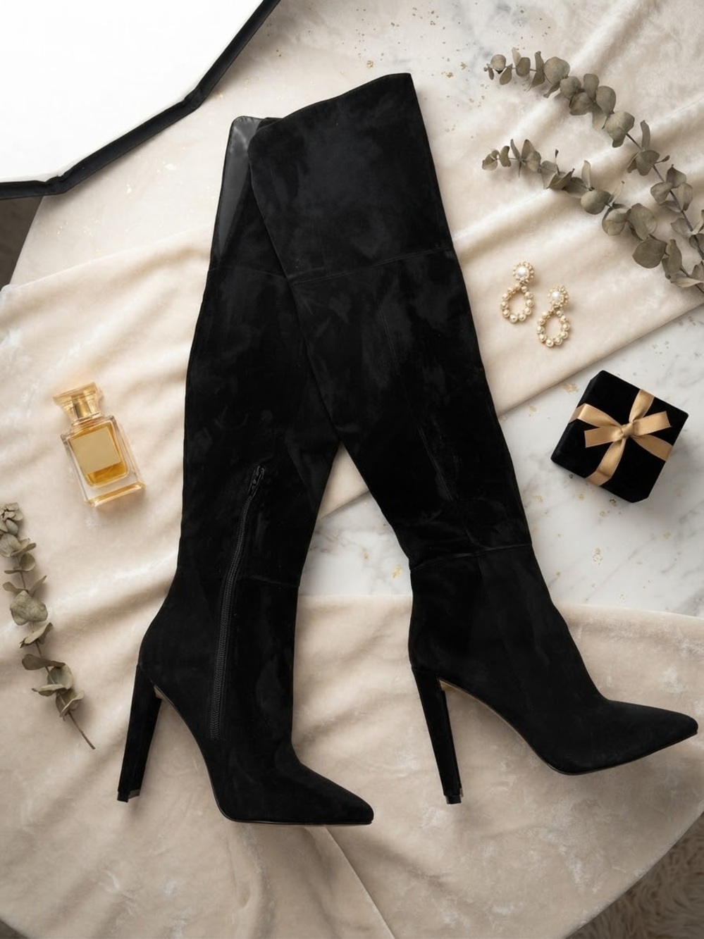 Aldo Black Over-the-Knee Suede High-Heel Boots - Classic Sophistication. Sz 5